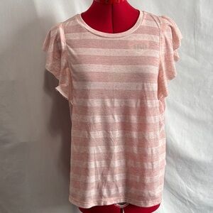 Tribal Pink and White Striped Muscle Tee LL174